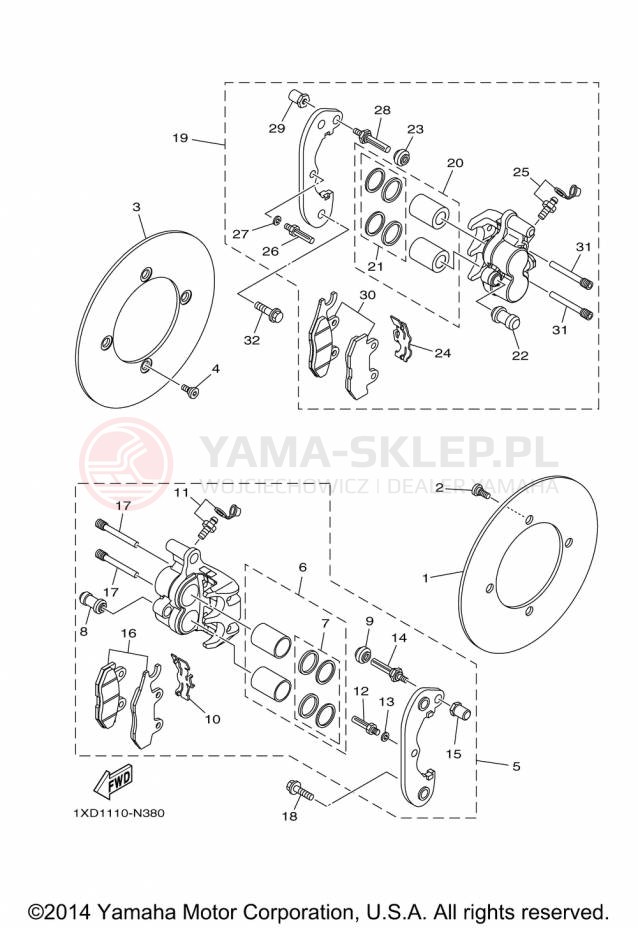 Schemat "Zacisk hamulcowy tylny" do Yamaha VIKING YXM700DFL