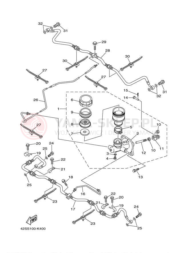 Schemat "Pompa hamulcowa tył" do Yamaha YXR7FHD