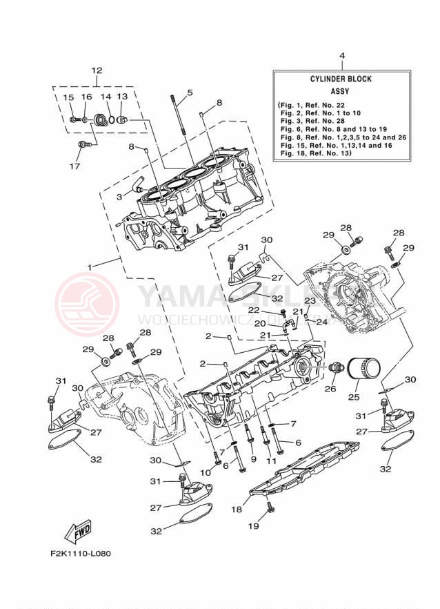 Schemat "Obudowa silnika" do Yamaha AR210 LAT1100BP/LAT1100AP