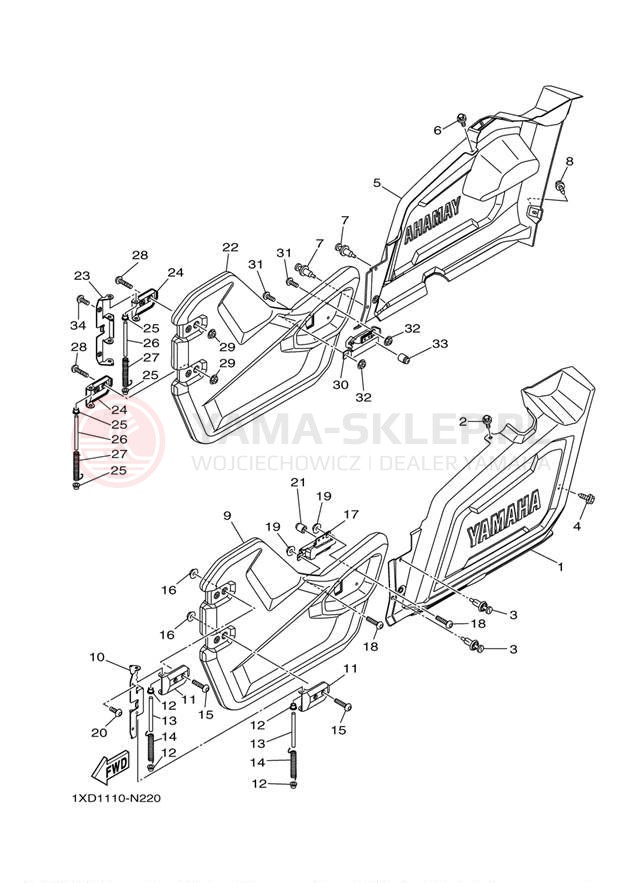 Schemat "Pokrywa boczna" do Yamaha VIKING 700 YXM700DER