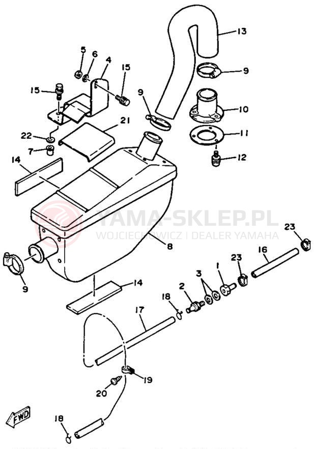 Schemat "Wydech końcowy" do Yamaha WAVE JAMMER WJ500G