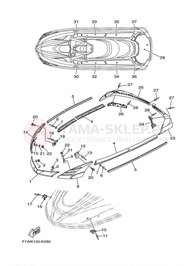 Schemat "GUNWALE - MAT" do Yamaha FX CRUISER SHO FX1800AK