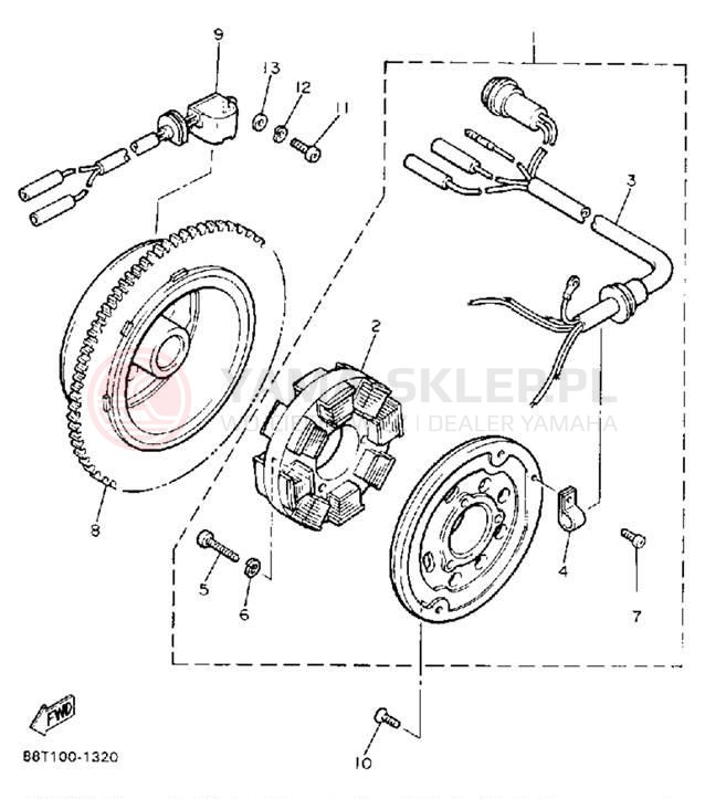 Schemat "prądnica" do Yamaha VENTURE XL VT480R