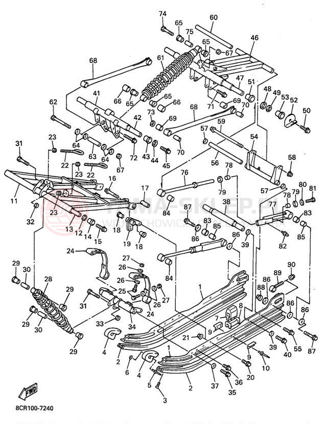 Schemat "Zawieszenie gąsiennicy" do Yamaha VMAX 600 XT VX600XTA/VX500XTA