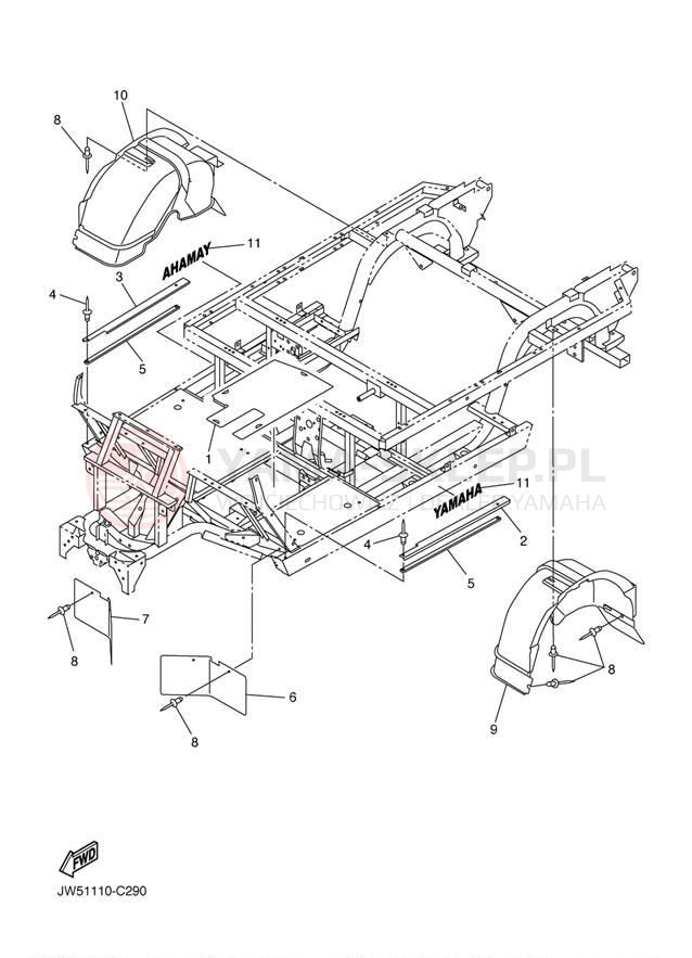 Schemat "BODY FITTING" do Yamaha PRO HAULER 1000 YXP1000AT