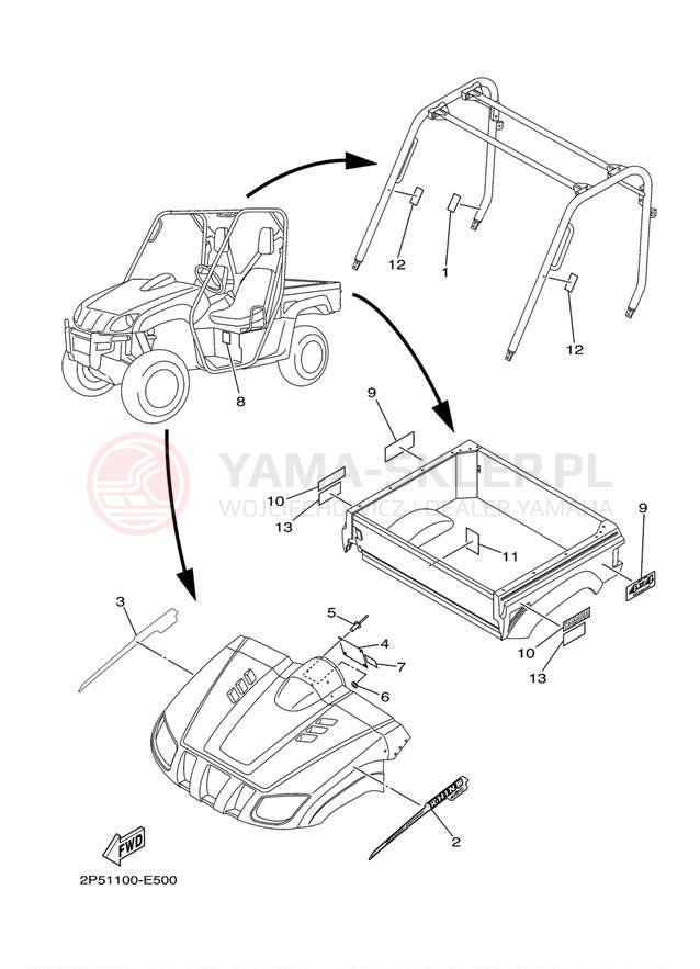 Schemat "naklejki" do Yamaha RHINO 450 4WD YXR45FAVGR