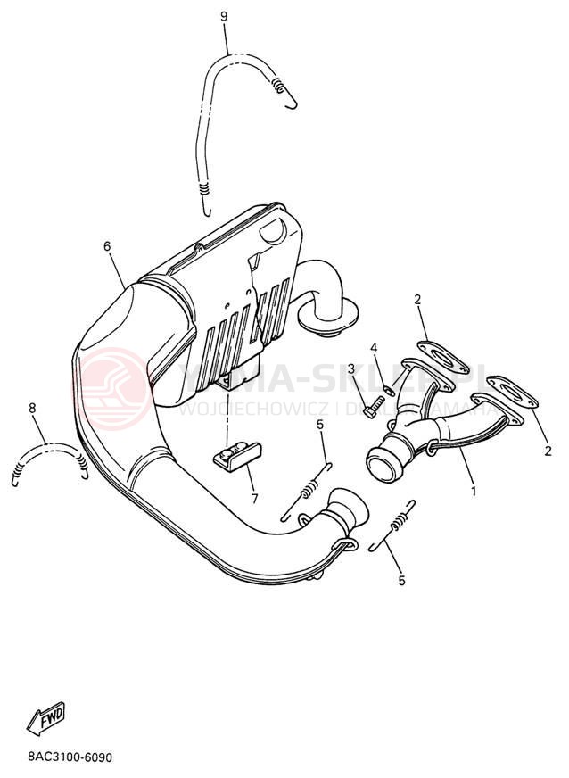Schemat "Wydech końcowy" do Yamaha VK540 II VK540EW