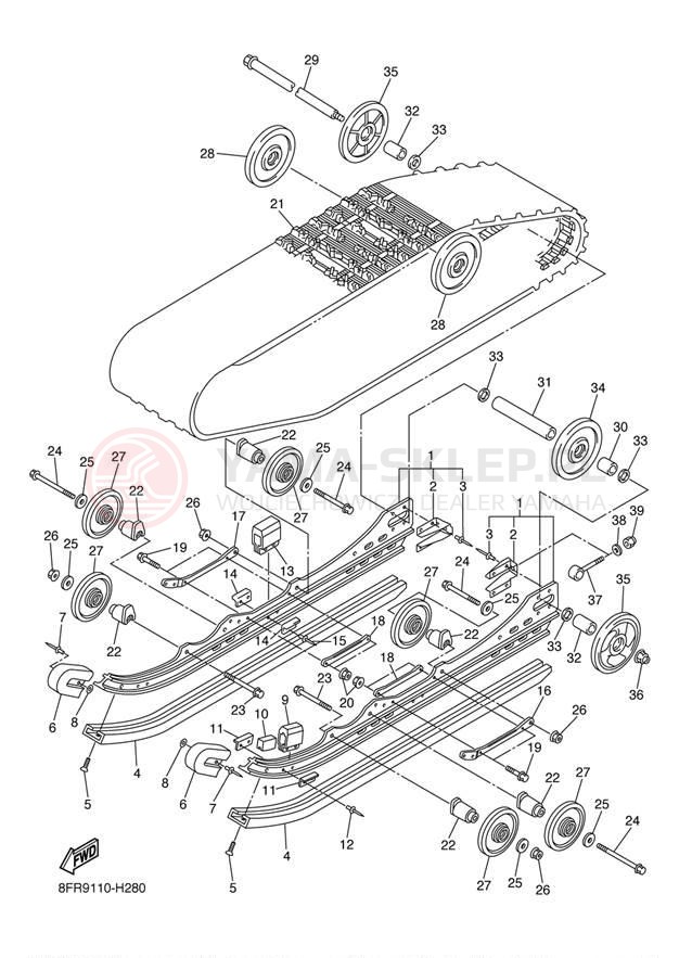 Schemat "Zawieszenie gąsiennicy" do Yamaha RS VECTOR_GT RS90RYW/RS90GTYB