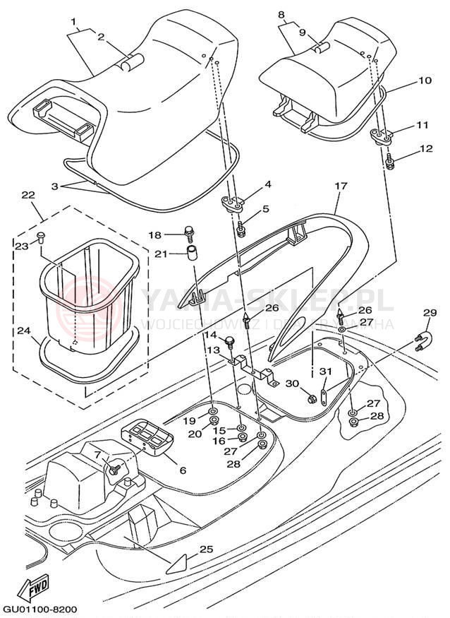 Schemat "Siedzenie i schowek" do Yamaha WAVE RUNNER GP800W GP800W