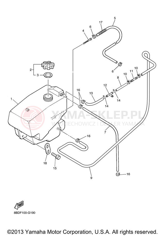 Schemat "zbiornik paliwa" do Yamaha BR250TX