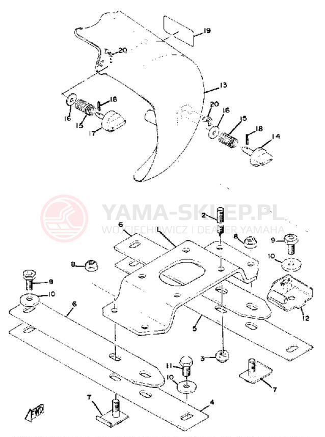 Schemat "Mocowanie silnika" do Yamaha GP300