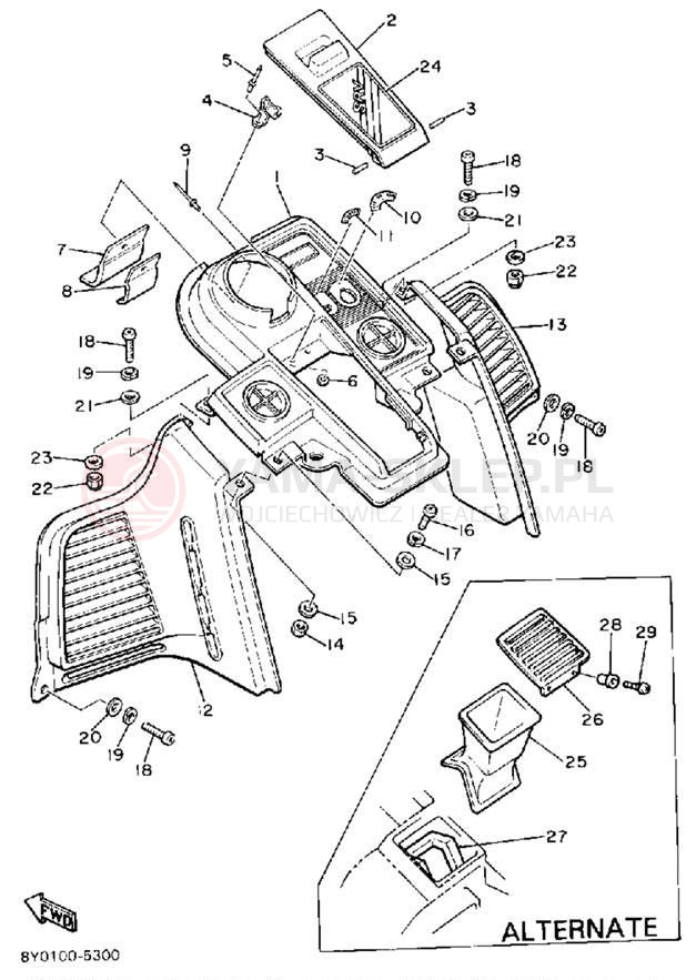 Schemat "INSTRUMENT PANEL" do Yamaha SRV SR540J