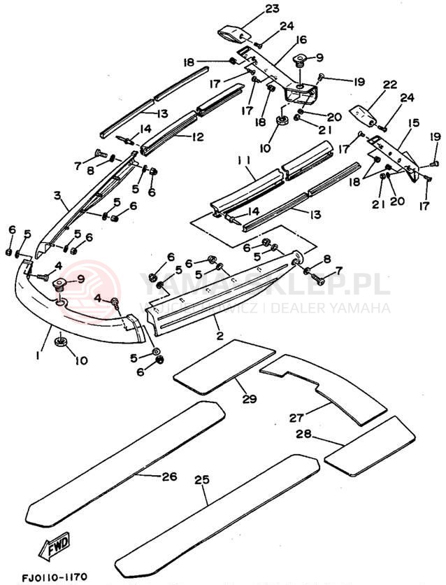 Schemat "GUNWALE - MAT" do Yamaha WAVE RUNNER III WRA650P