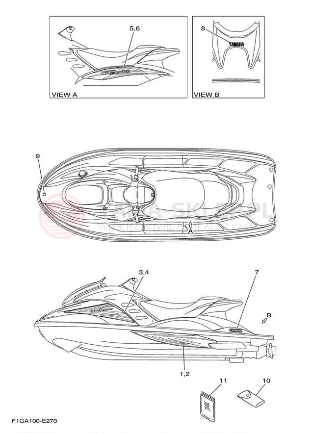 Schemat "naklejki" do Yamaha WaveRunner GP1300R GP1300E