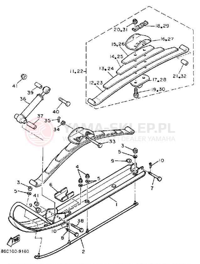 Schemat "płozy" do Yamaha BRAVO LT (LONG TRACK) BR250TR