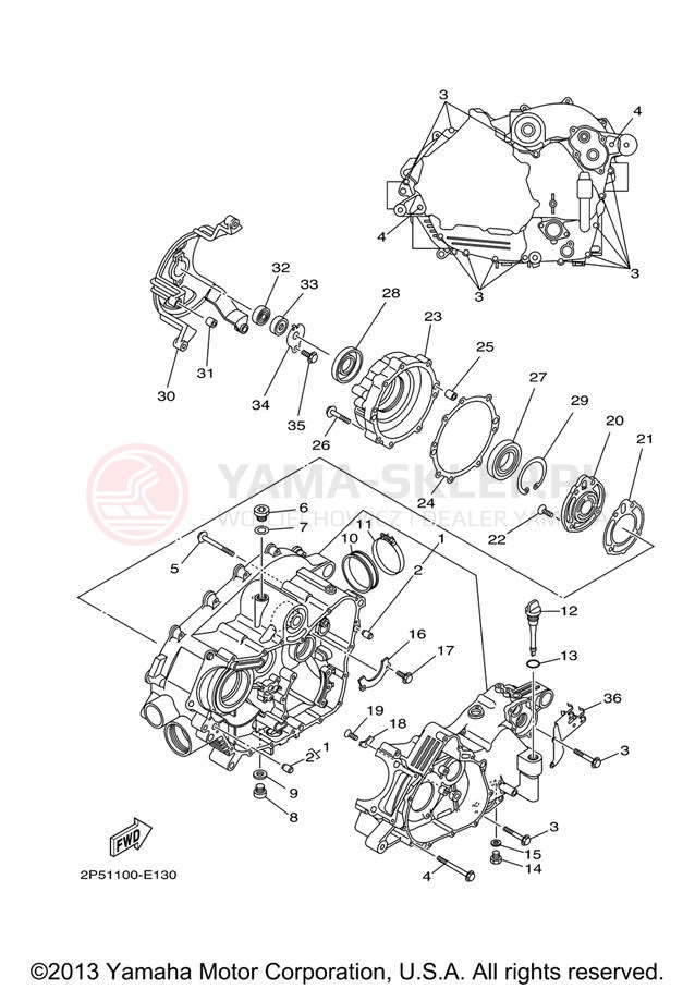 Schemat "Obudowa silnika" do Yamaha RHINO 450 HUNTER YXR45FHX