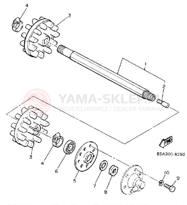 Schemat "Układ napędowy" do Yamaha BRAVO LT (LONG TRACK) BR250TR