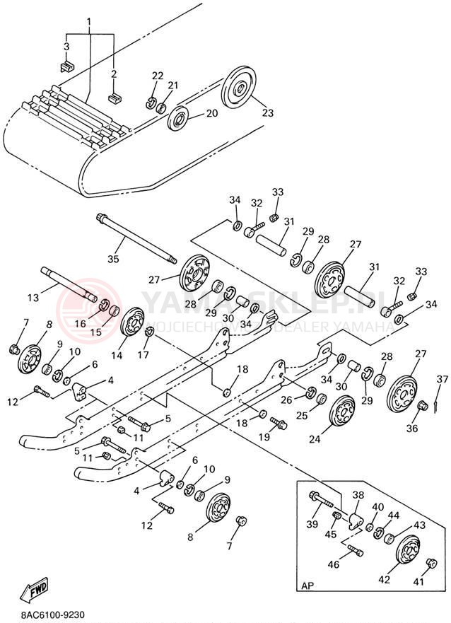 Schemat "Zawieszenie gąsiennicy" do Yamaha VK540 III VK540ED