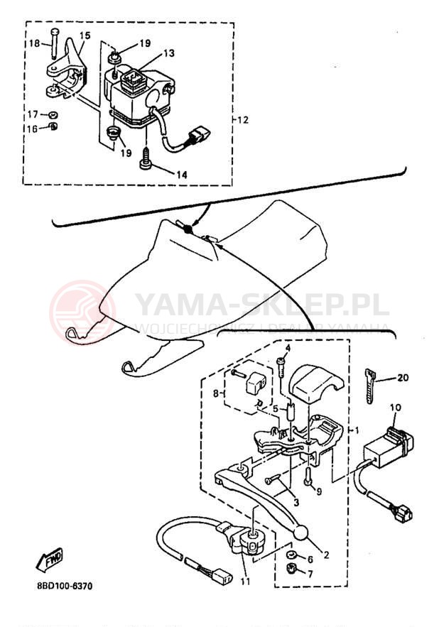 Schemat "Kierownica i osprzęt" do Yamaha BRAVO LT BR250TB