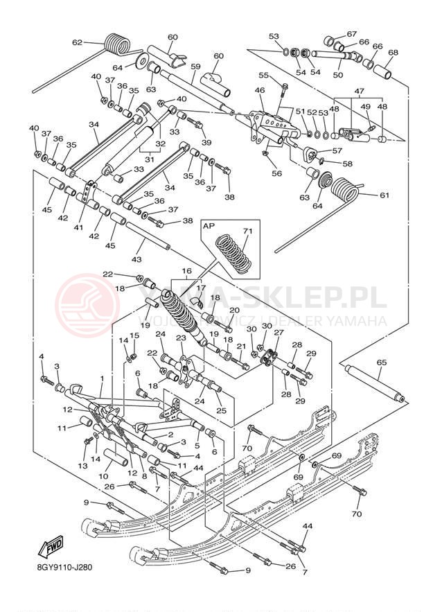 Schemat "Zawieszenie gąsiennicy" do Yamaha APEX MTX RX10MTZW