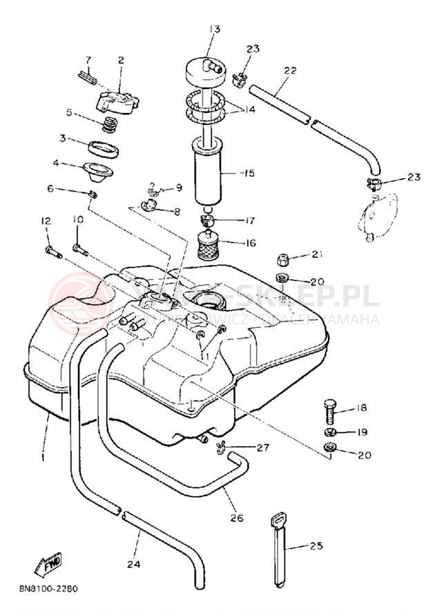 Schemat "zbiornik paliwa" do Yamaha SRV SR540L