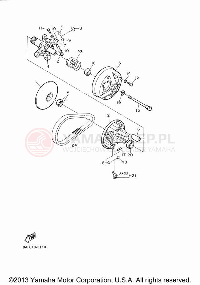 Schemat "PRIMARY SHEAVE" do Yamaha BR250TX