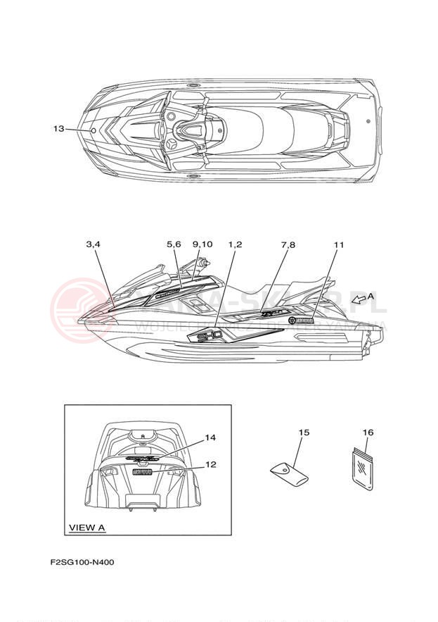 Schemat "naklejki" do Yamaha WAVE RUNNER FX SHO FA1800N