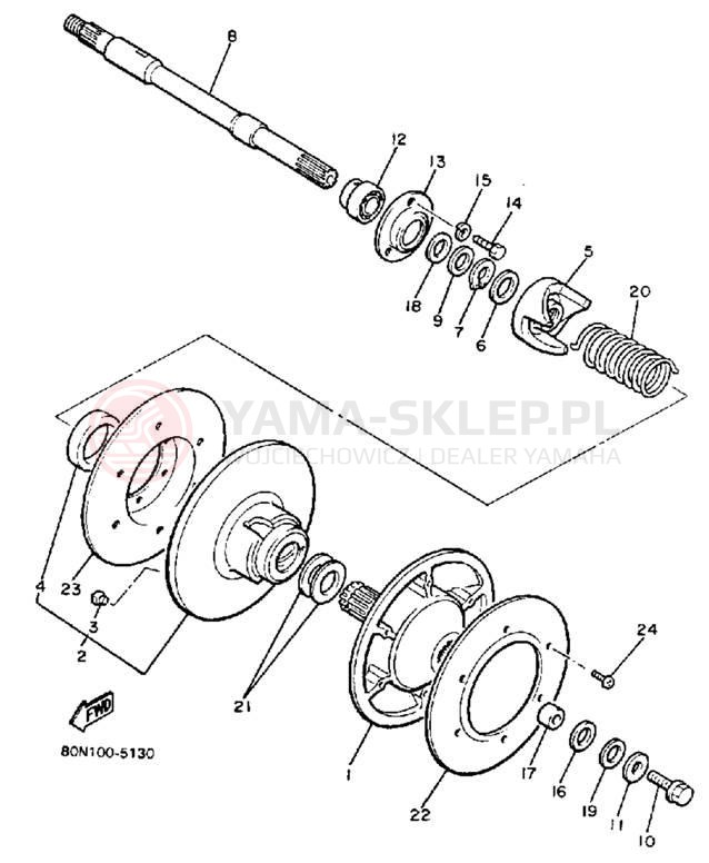 Schemat "Przeniesienie napędu" do Yamaha V-MAX VMX540K