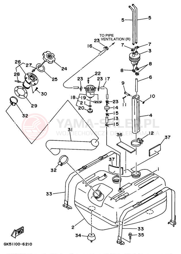 Schemat "zbiornik paliwa" do Yamaha WAVE BLASTER II WB760U