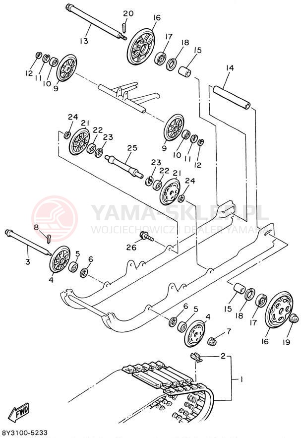 Schemat "Zawieszenie gąsiennicy" do Yamaha CS340 CS340ED