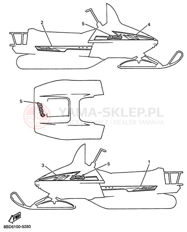 Schemat "naklejki" do Yamaha BRAVO LT BR250TC