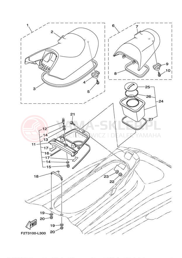 Schemat "Siedzenie i schowek" do Yamaha WAVE RUNNER FX SHO FA1800L
