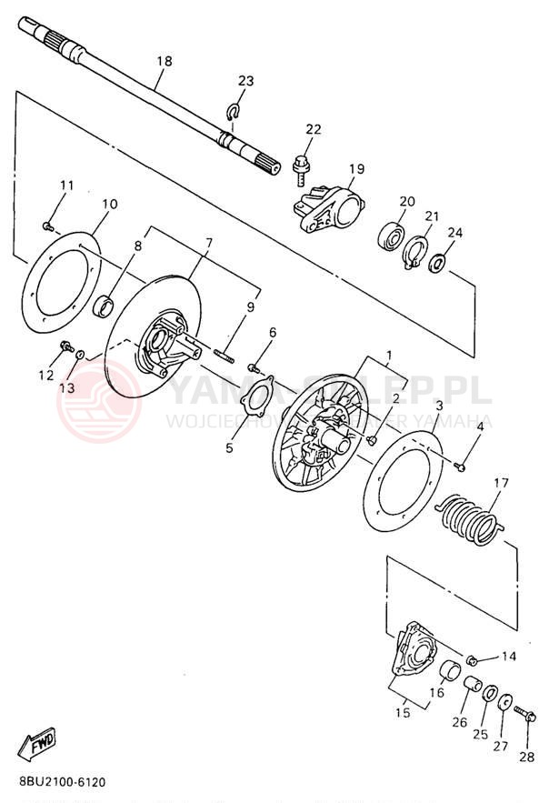 Schemat "Przeniesienie napędu" do Yamaha VMAX-4 800 VX800A