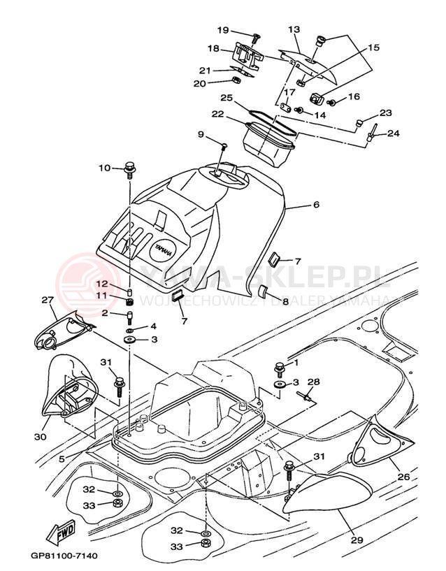 Schemat "ENGINE HATCH" do Yamaha WAVE RUNNER GP1200 GP1200V