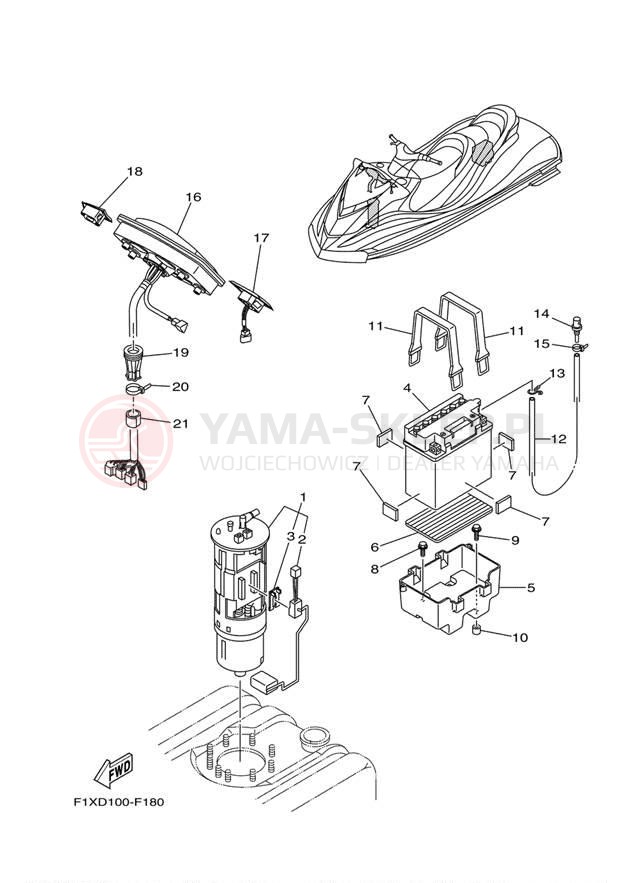 Schemat "układ elektryczny" do Yamaha WaveRunner FX HO FX1100F