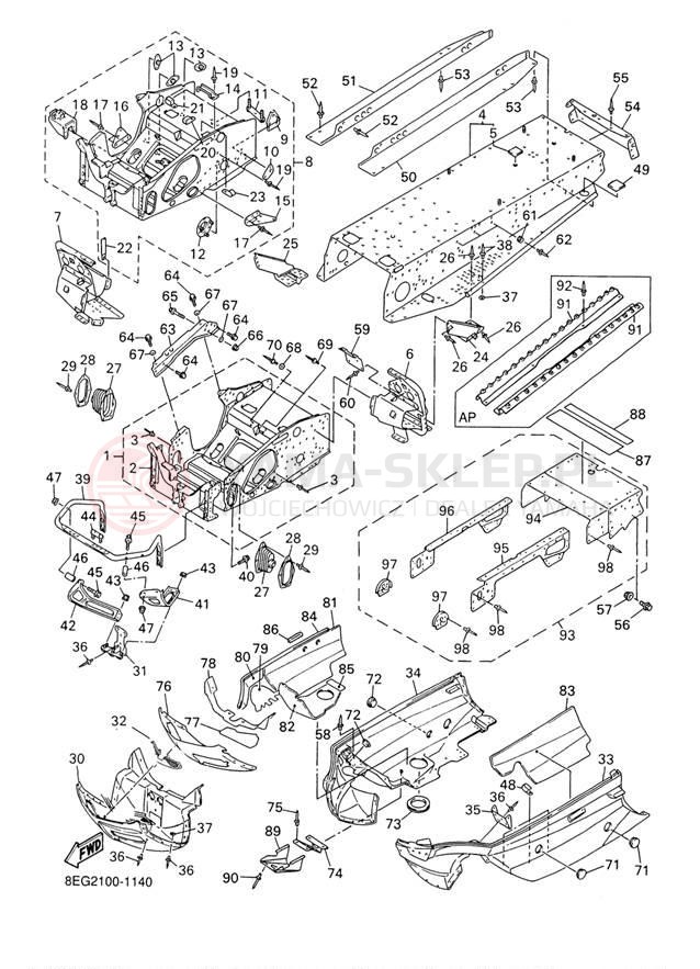 Schemat "rama" do Yamaha PHAZER MOUNTAIN LITE PZ500MLF