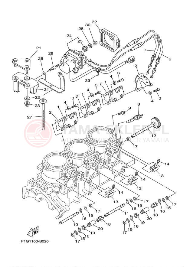 Schemat "Obudowa silnika - cylinder" do Yamaha GP1300R GP1300CC/GP1300C