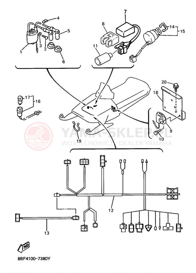 Schemat "układ elektryczny" do Yamaha PHAZER SS PZ480A