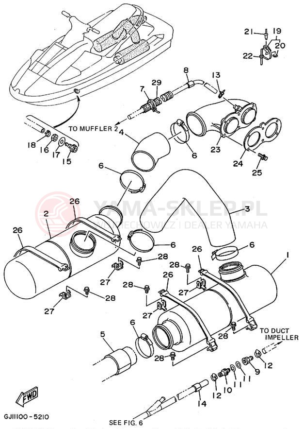 Schemat "Wydech końcowy" do Yamaha WAVE RAIDER 1100 RA1100T