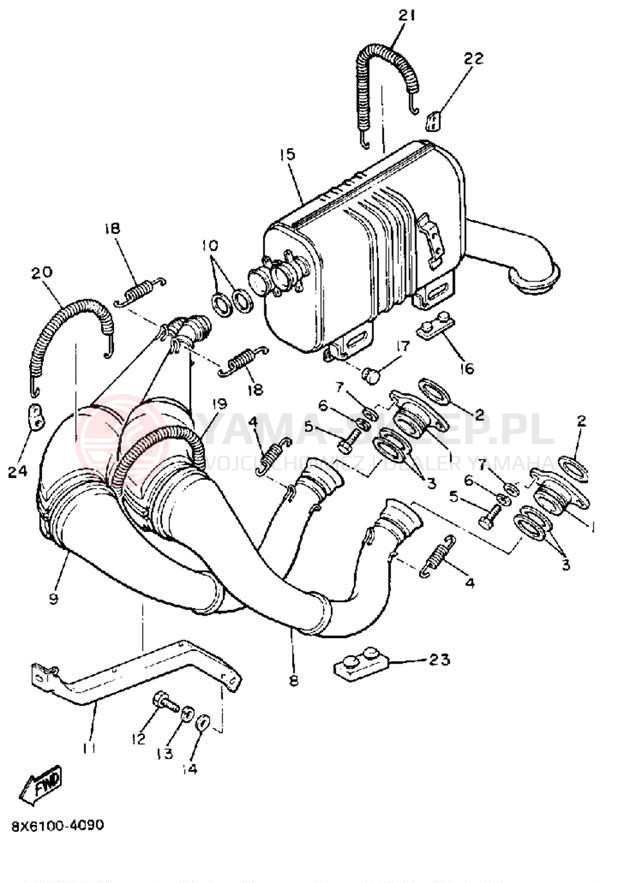 Schemat "Wydech końcowy" do Yamaha V-MAX VMX540J