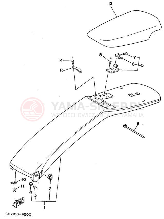 Schemat "Kierownica i osprzęt" do Yamaha SUPER JET SJ700S