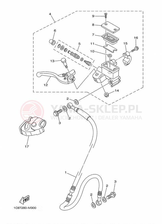 Schemat "Pompa hamulcowa przednia" do Yamaha TTR230 TTR230F