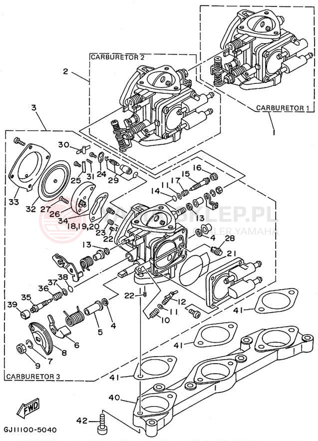 Schemat "Gaźnik" do Yamaha WAVE RAIDER 1100 RA1100T