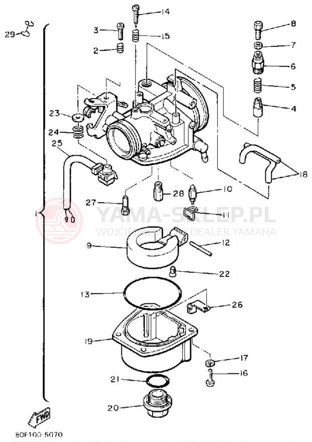 Schemat "Gaźnik" do Yamaha BRAVO T (LONG TRACK) BR250TL