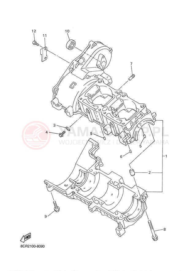 Schemat "Obudowa silnika" do Yamaha V-MAX 500 VX500F