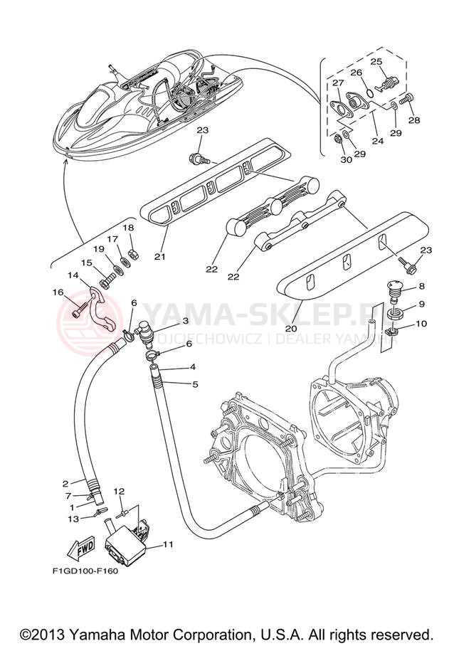Schemat "HULL & DECK" do Yamaha GP1300-G E/GP1300-G