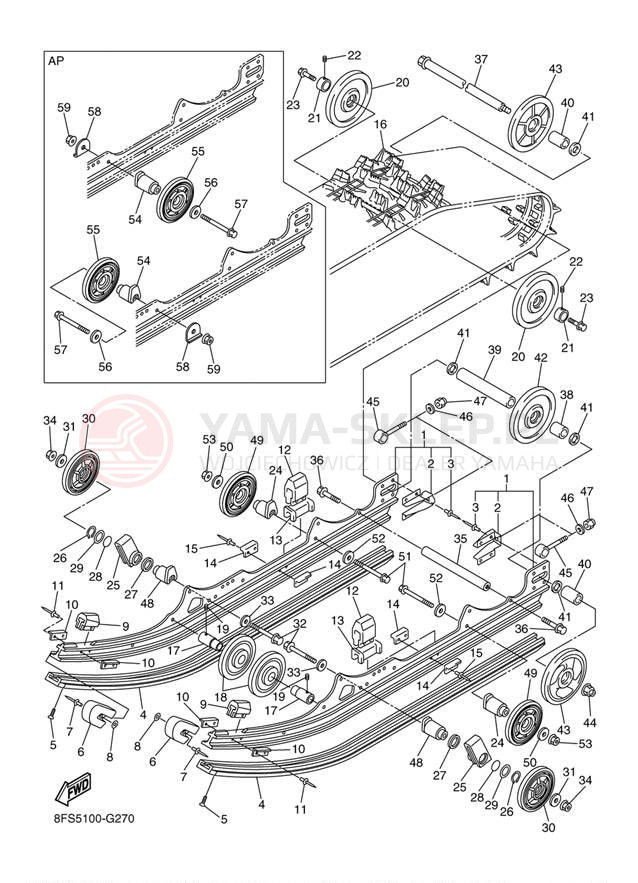 Schemat "Zawieszenie gąsiennicy" do Yamaha APEX MTX RX10MTYL/RX10MTYB