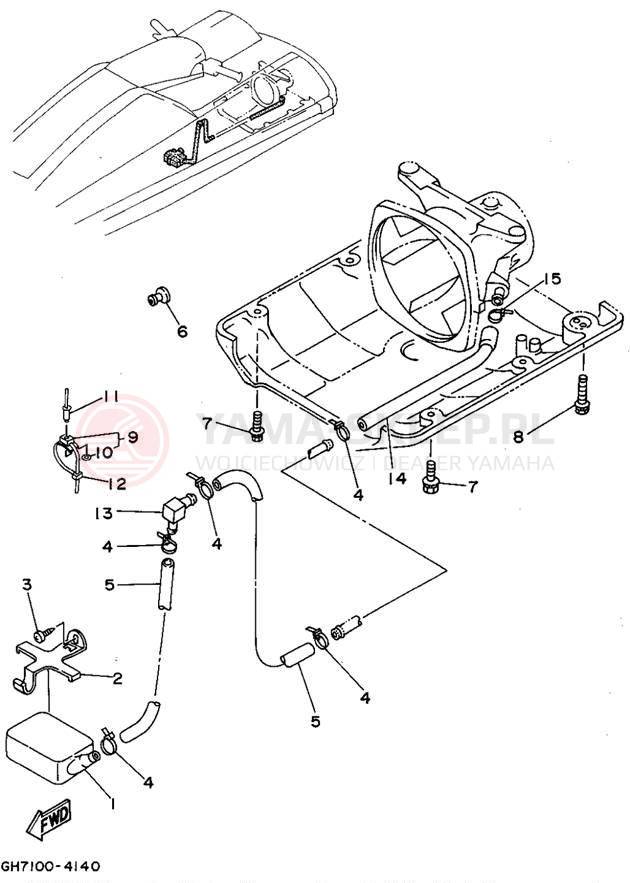 Schemat "HULL & DECK" do Yamaha SUPER JET SJ700S