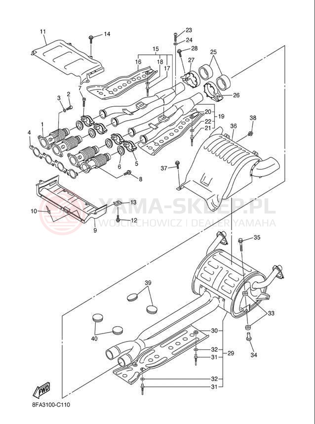 Schemat "Wydech końcowy" do Yamaha RX-1 MOUNTAIN RX10MJ/RX10MSJ