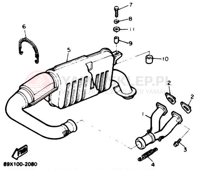 Schemat "Wydech końcowy" do Yamaha ENTICER II LT ET410TRT